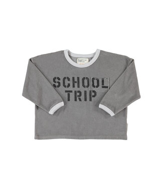 Piupiuchick terry cotton longsleeve t'shirt | grey w/ "school trip" print  by Piupiuchick