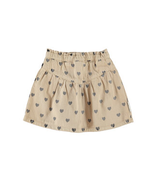 Piupiuchick short skirt | beige w/ black hearts  by Piupiuchick