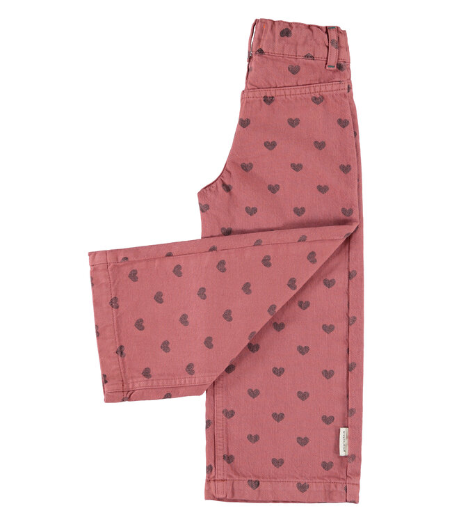 flare trousers | pink w/ black hearts  by Piupiuchick