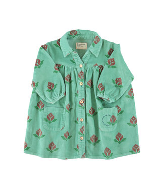 Piupiuchick short dress | green w/ big flowers  by Piupiuchick