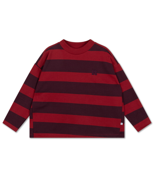 boxy sweater rusty mulberry block stripe by Repose Ams