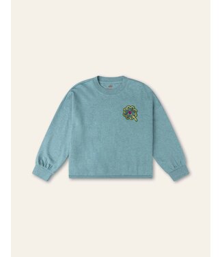 Oilily Hop sweater Solid Fleece with badge Clover Bristol Blue by Oilily