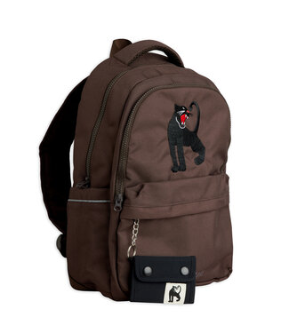 Mini Rodini Panther emb school backpack Brown by Mini Rodini