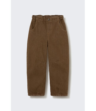 Cozmo washed color denim paperbag pants brown-washed color denim by Cozmo