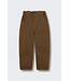 washed color denim paperbag pants brown-washed color denim by Cozmo
