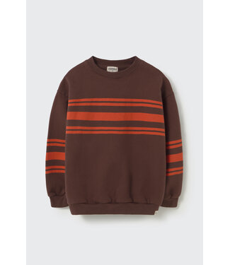 Cozmo washed brushed fleece striped sweatshirt chocolate-washed brushed fleece by Cozmo