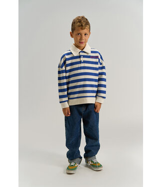 The New TNVidar OS Polo Sweatshirt Mazarine Blue Striped By The New