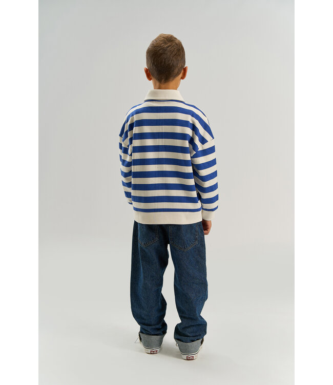 TNVidar OS Polo Sweatshirt Mazarine Blue Striped By The New
