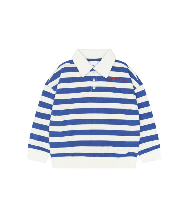 TNVidar OS Polo Sweatshirt Mazarine Blue Striped By The New