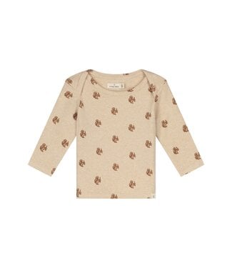 A tiny story baby t-shirt long sleeve Beige melange - eekhoorn by a Tiny story
