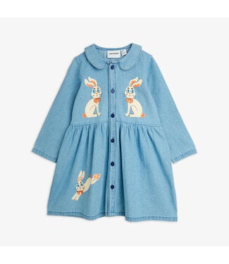 Mini Rodini LW denim rabbit sp woven dress Blue By Mini Rodini