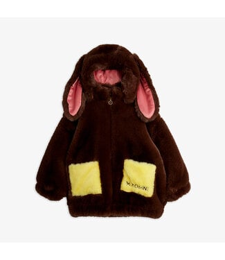 Mini Rodini Rabbit ear faux fur jacket Brown By Mini Rodini
