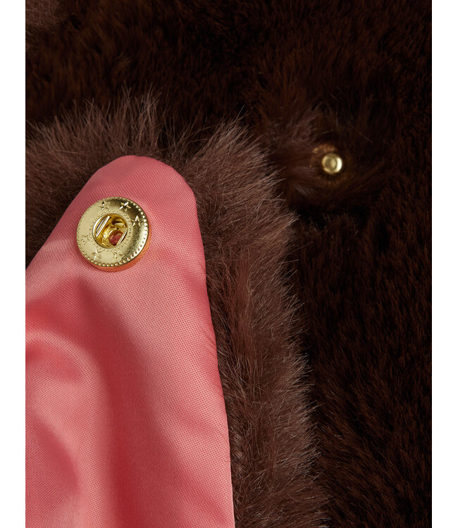 Rabbit ear faux fur jacket Brown By Mini Rodini