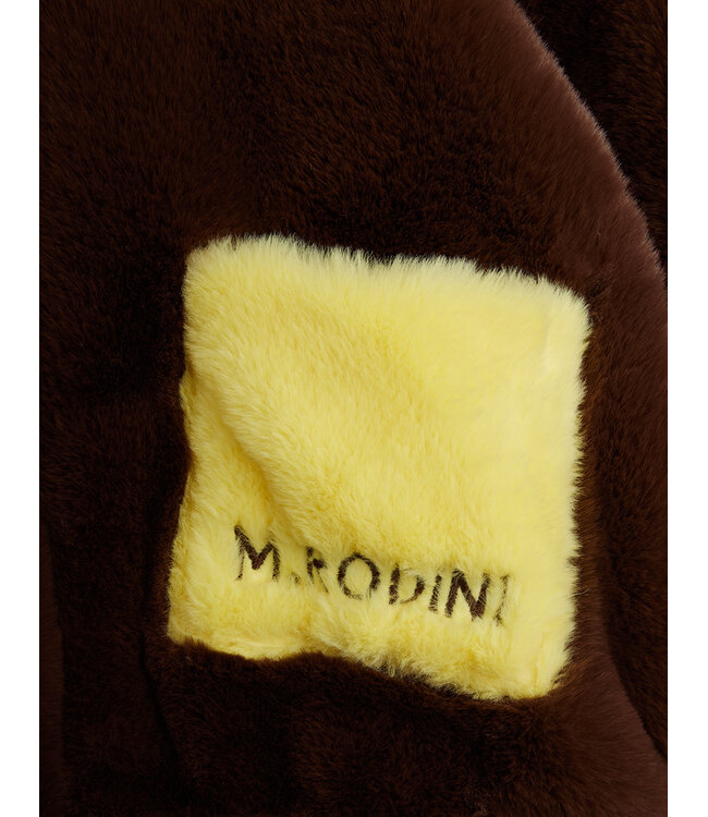 Rabbit ear faux fur jacket Brown By Mini Rodini