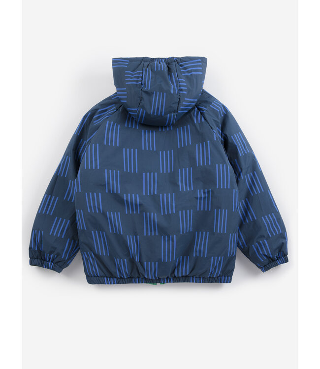 Almost MoirÃ© all over reversible anorak NAVY BLUE by Bobo Choses
