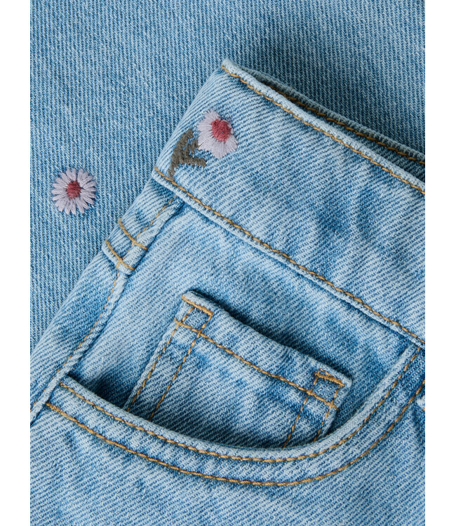 NMFROSE WIDE EMB JEANS 4711-ZA Medium Blue Denim FLOWER EMB by Name it