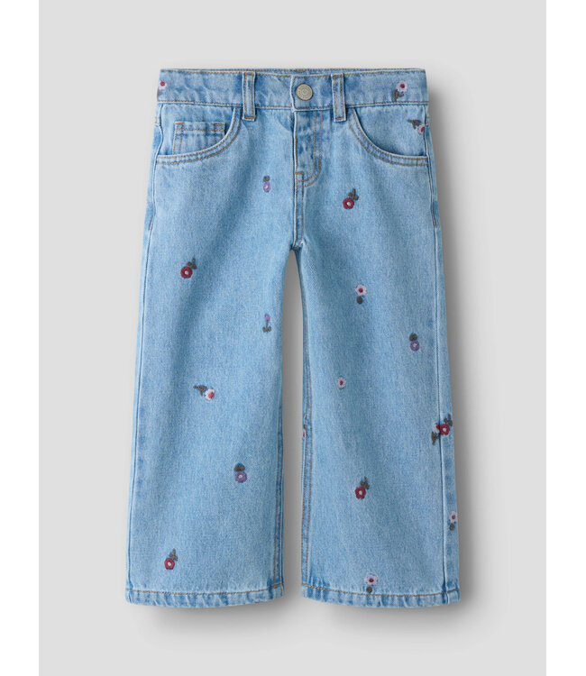 NMFROSE WIDE EMB JEANS 4711-ZA Medium Blue Denim FLOWER EMB by Name it