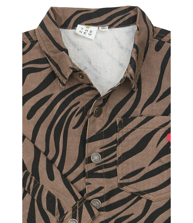 TNVanya OS Denim Overshirt Taupe Gray AOP TN by The New