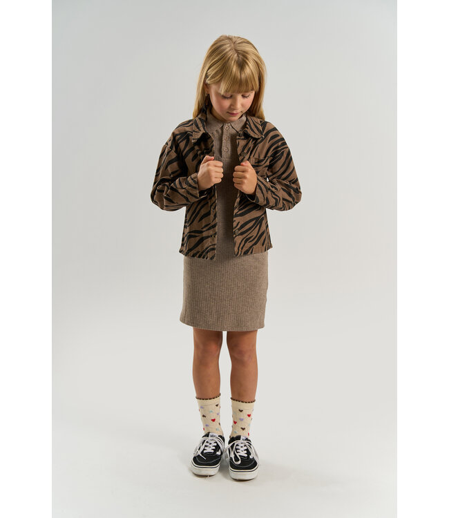 TNVanya OS Denim Overshirt Taupe Gray AOP TN by The New