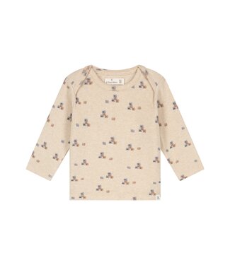 A tiny story baby t-shirt long sleeve blokjes Beige melange by a Tiny story