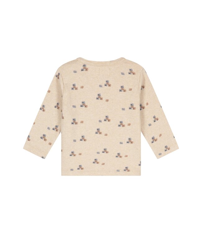 baby t-shirt long sleeve blokjes Beige melange by a Tiny story
