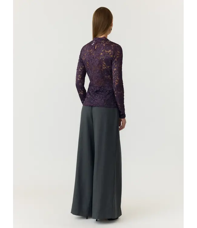 YASLACEY LS LACE TOP S. NOOS Plum Perfect by Y.A.S.