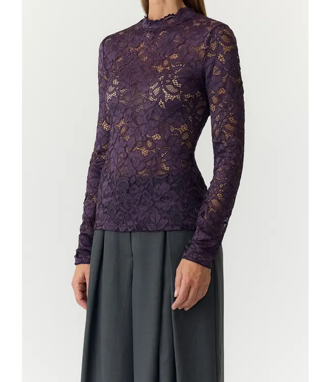 YASLACEY LS LACE TOP S. NOOS Plum Perfect by Y.A.S.