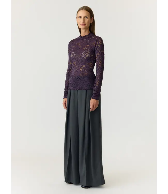 YASLACEY LS LACE TOP S. NOOS Plum Perfect by Y.A.S.