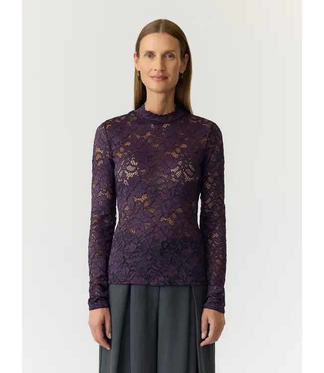YASLACEY LS LACE TOP S. NOOS Plum Perfect by Y.A.S.