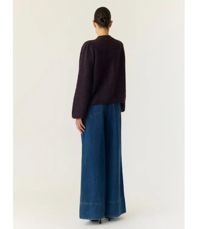YASBONSO LS KNIT CARDIGAN S. Plum Perfect New black bows by Y.A.S.