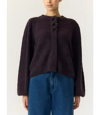 Y.A.S. YASBONSO LS KNIT CARDIGAN S. Plum Perfect New black bows by Y.A.S.