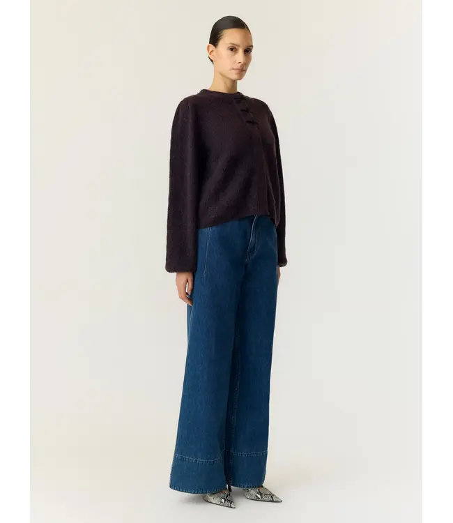 YASBONSO LS KNIT CARDIGAN S. Plum Perfect New black bows by Y.A.S.