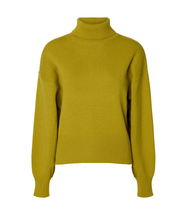 SLWELLIE LS KNIT ROLL NECK Avocado Oil by Selected women