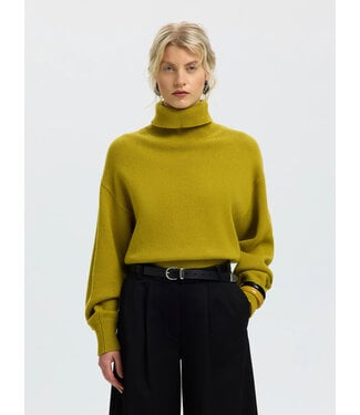 Selected Women SLWELLIE LS KNIT ROLL NECK Avocado Oil by Selected women