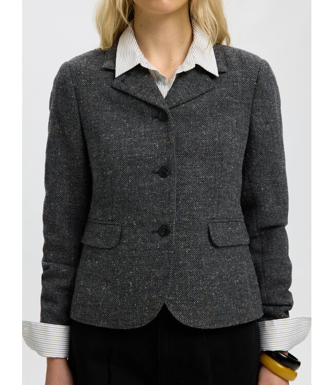 SLWFITTED CLEA SHORT BLAZER Black MULTI STRUCTURE by Selected women