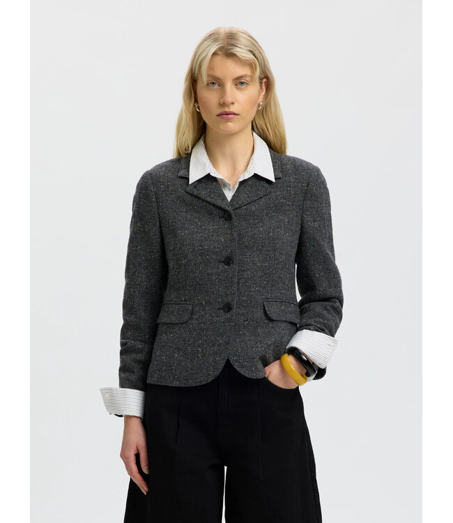 SLWFITTED CLEA SHORT BLAZER Black MULTI STRUCTURE by Selected women