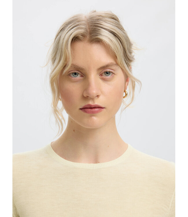 SLWVENDY LS KNIT WOOL O-NECK NOOS Birch by Selected women