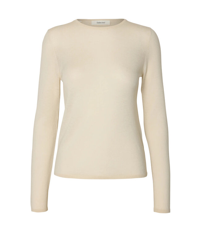 SLWVENDY LS KNIT WOOL O-NECK NOOS Birch by Selected women