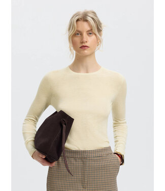 Selected Women SLWVENDY LS KNIT WOOL O-NECK NOOS Birch by Selected women