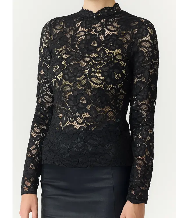 YASLACEY LS LACE TOP S. NOOS Black by Y.A.S.