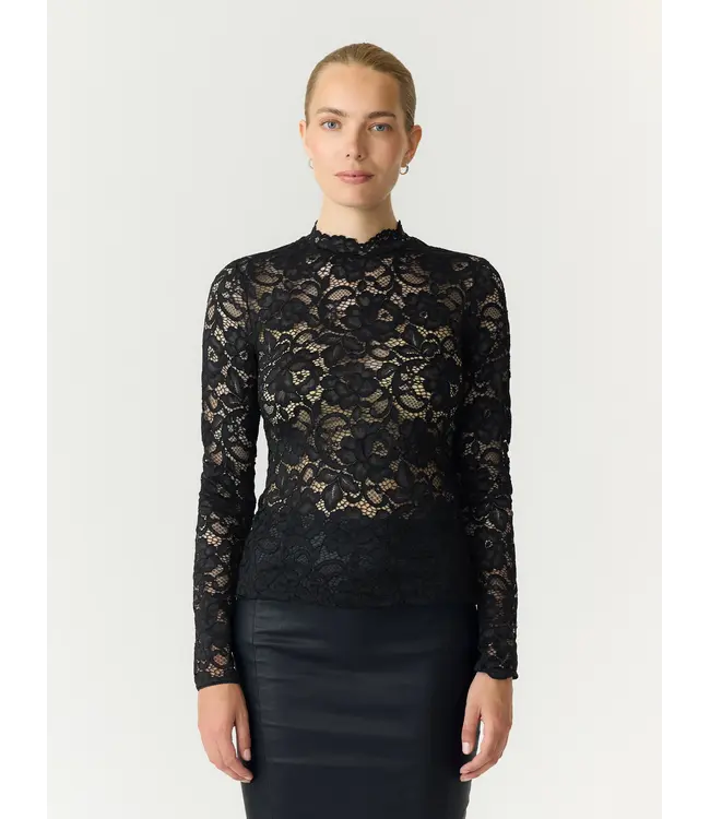 YASLACEY LS LACE TOP S. NOOS Black by Y.A.S.