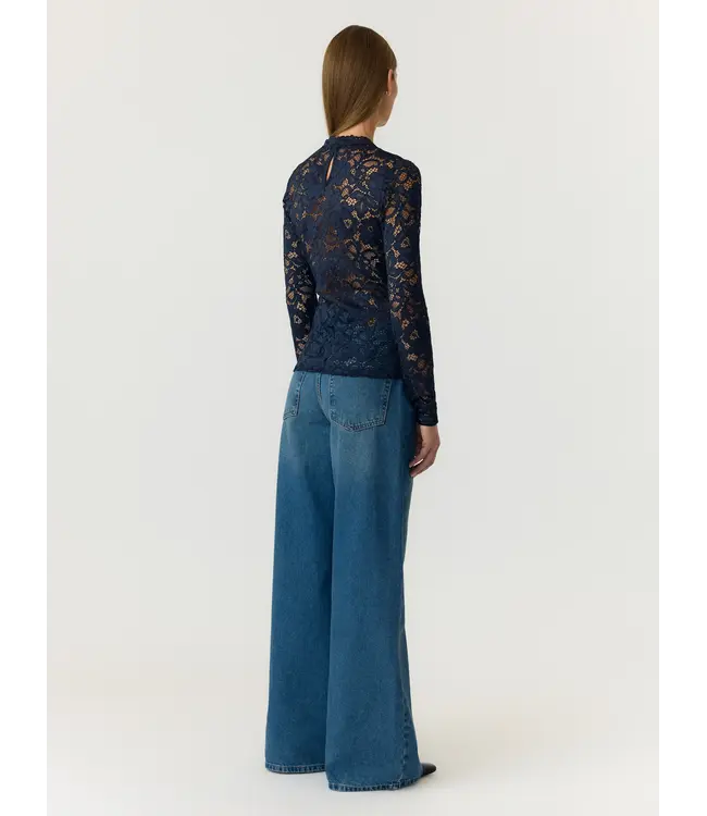YASLACEY LS LACE TOP S. NOOS Navy Blazer by Y.A.S.