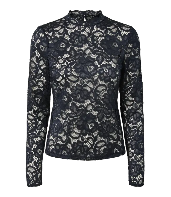 YASLACEY LS LACE TOP S. NOOS Navy Blazer by Y.A.S.