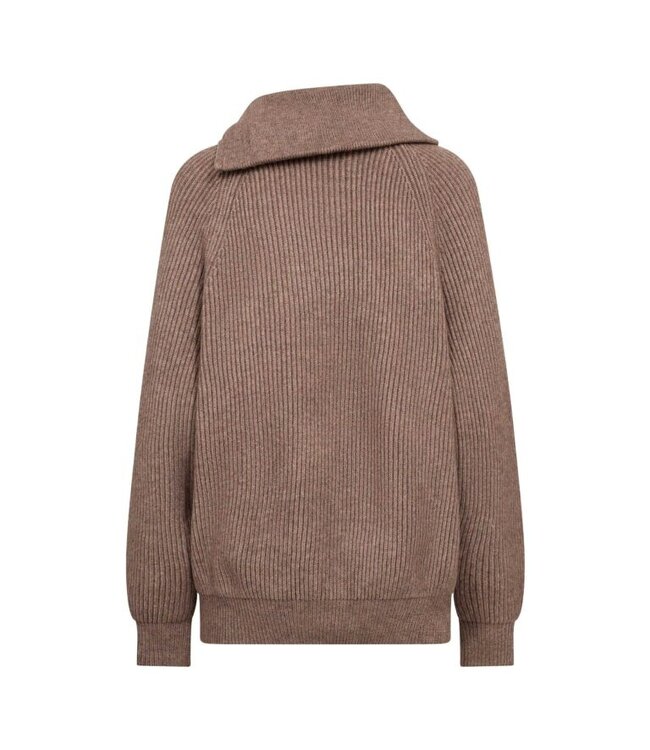 RowCC Rib Zip Roll-Neck Knit Walnut by Co' couture