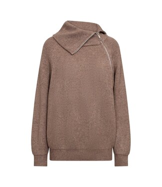 Co' couture RowCC Rib Zip Roll-Neck Knit Walnut by Co' couture