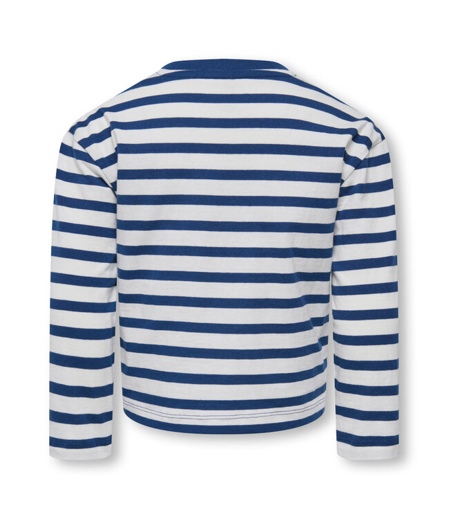 KMGLIDA LS RLX STRIPE TOP BF JRS Cloud Dancer Navy Peony/EMB Heart Rumba Red by Kids Only