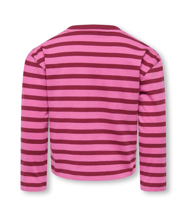KMGLIDA LS RLX STRIPE TOP BF JRS Fiji Flower Rumba Red/EMB Heart Navy by Kids Only