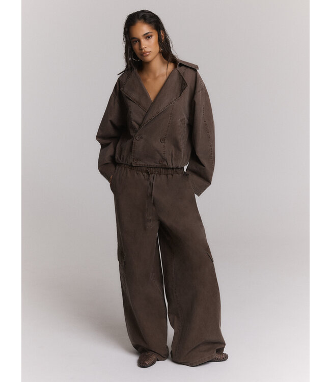 ladies woven washed wide leg cargo pants MILA  by Refined Department