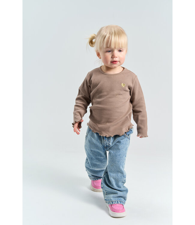 TNSTYania L_S Rib Tee Taupe Gray TN by The New