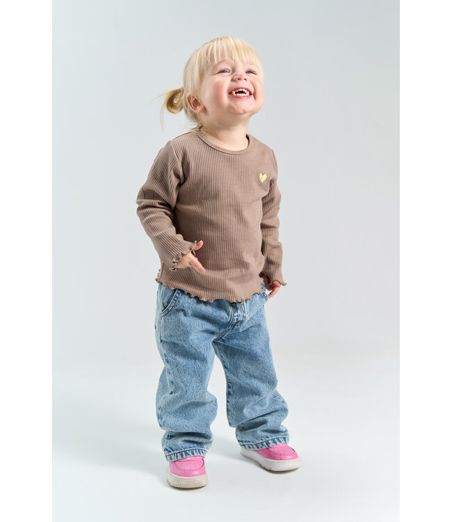 TNSTYania L_S Rib Tee Taupe Gray TN by The New
